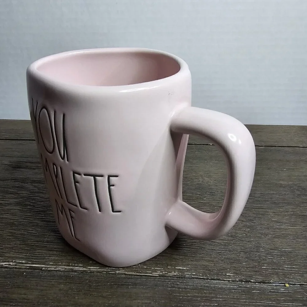 Rae Dunn Artisan You Complete Me Pastel Pink Valentine's Day Mug 2021 Farmhouse